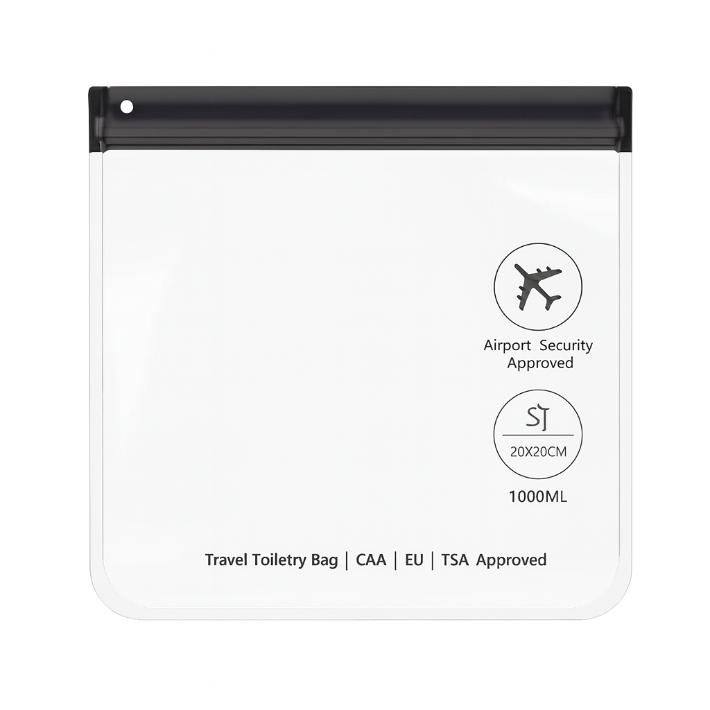 Essenchy 4 Pack TSA Approved Clear Toiletry Bags (20x20cm) – Airport Security Liquids Bag, Waterproof Travel Pouch for Carry-On, Men & Women