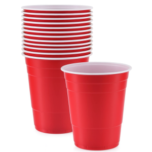 Essenchy Red Party Cups 12oz (50 Pack) – Durable Reusable Plastic Cups with Measurement Marks for Beer Pong, Parties, BBQs & Events